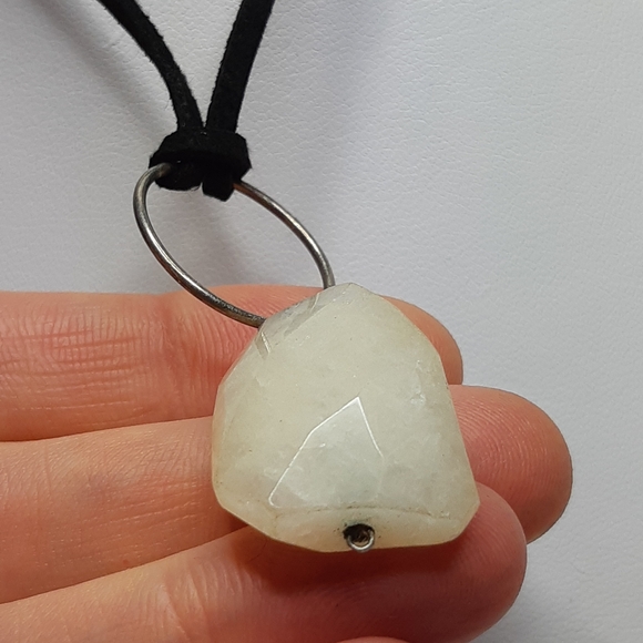 White Quartz Sterling Wire Wrap Necklace - Picture 4 of 7